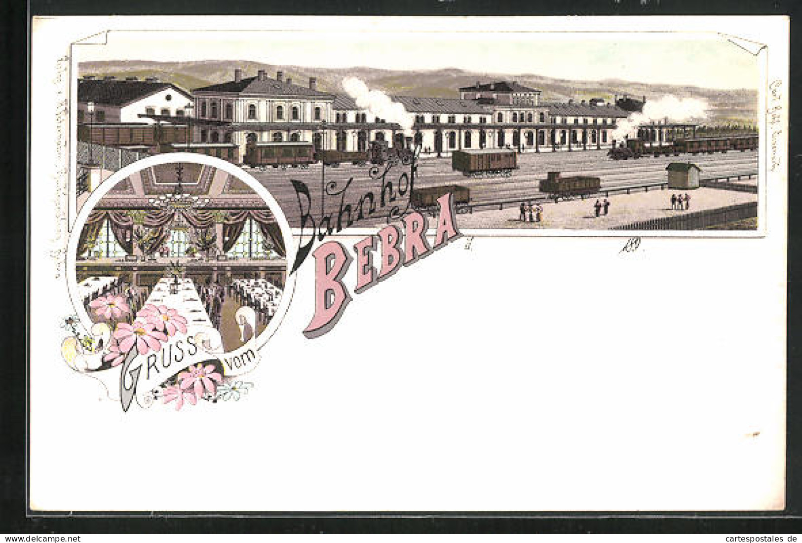 Lithographie Bebra, Bahnhof Von Der Gleisseite  - Bebra