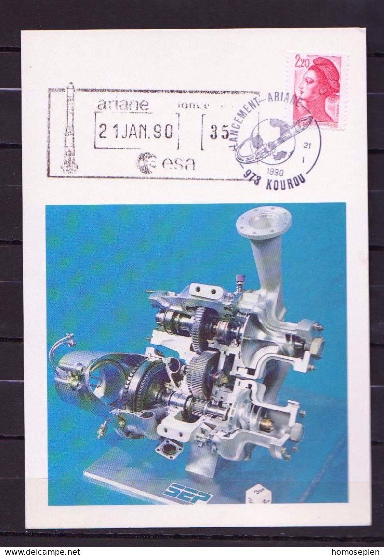 Espace 1990 01 21 - ESA - Ariane V35 - Turbopompe HM7 - Carte N°8 - Europe