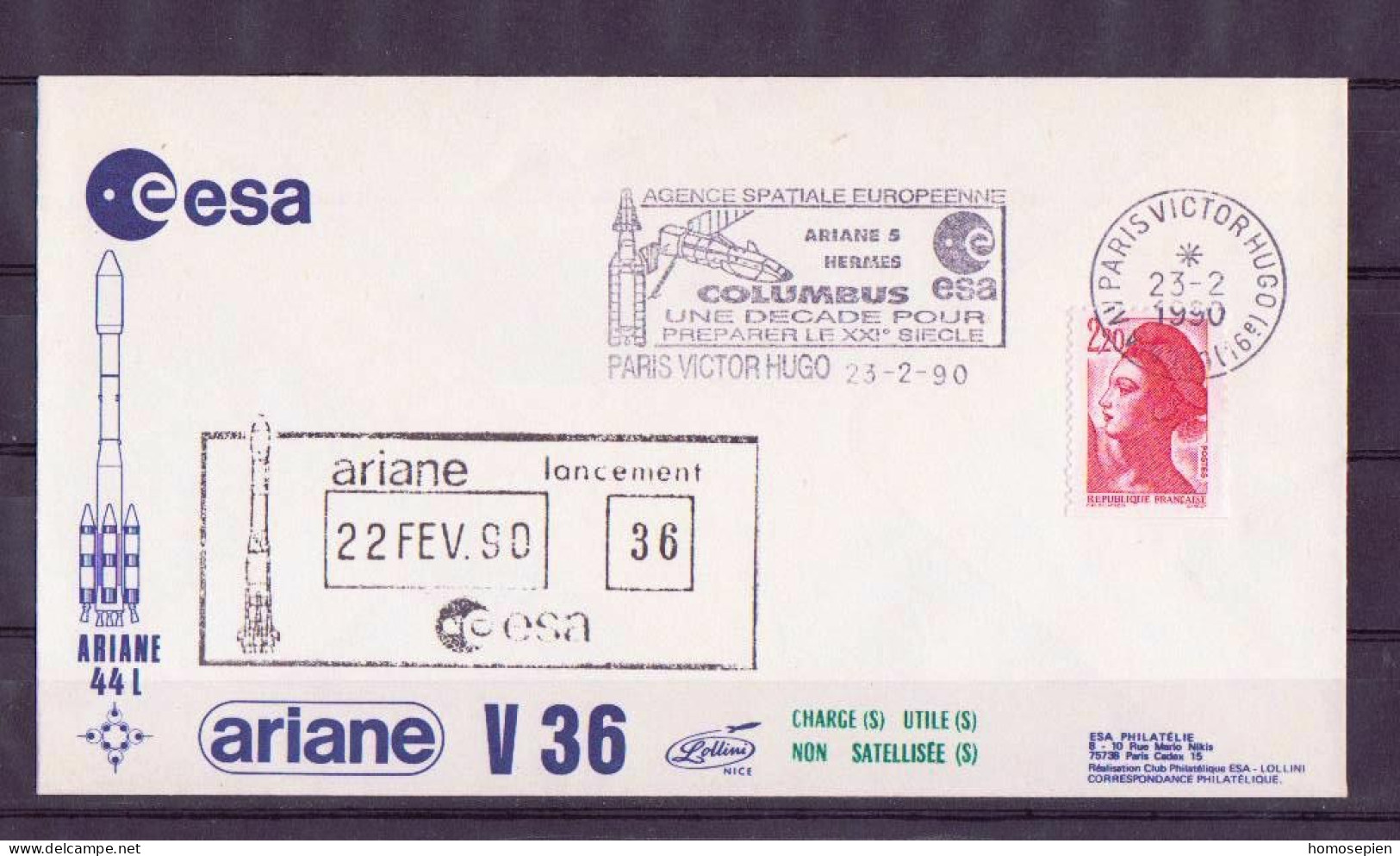 Espace 1990 02 23 - ESA - Ariane V36 (échec) - Officielle - Paris - Europa