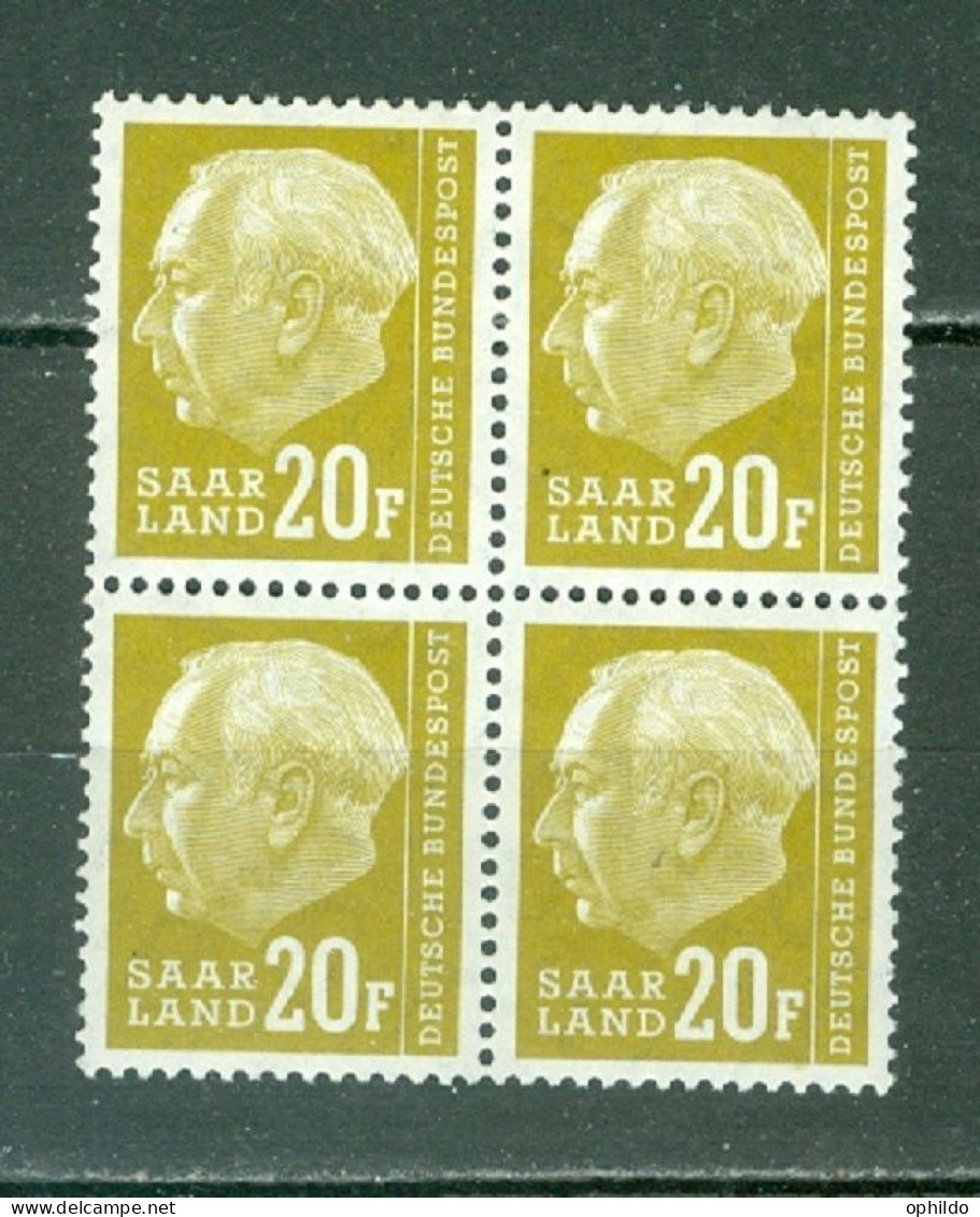 Sarre   Yvert 399  En Bloc 4  * *  TB    - Unused Stamps