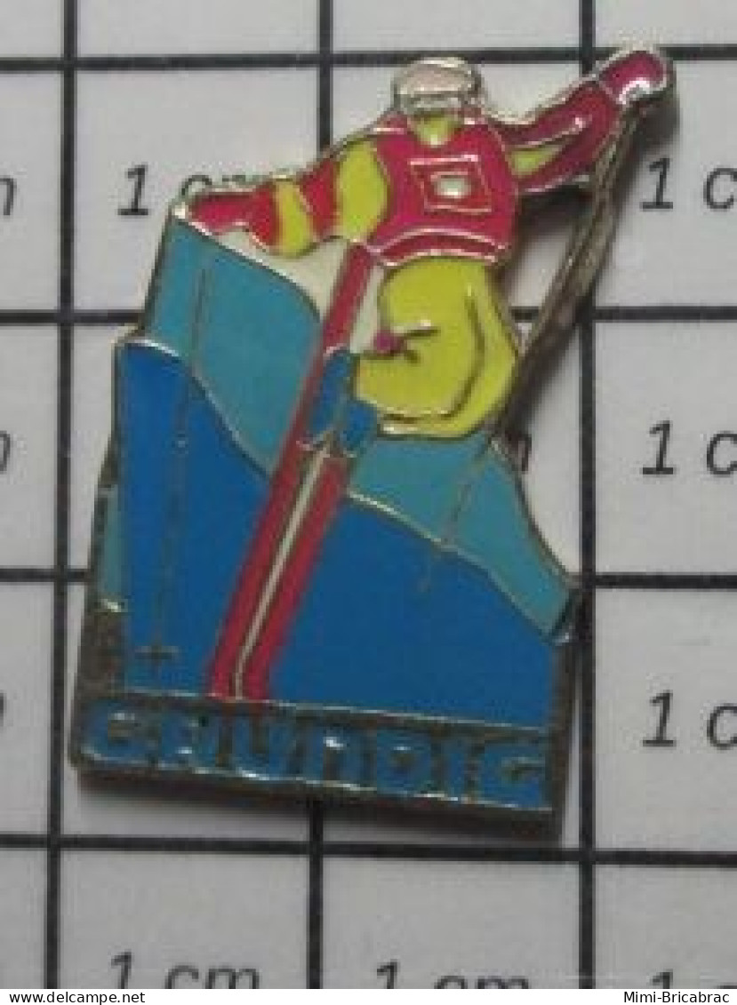 511A Pin's Pins / Beau Et Rare / SPORTS / SKIEUR SKI ACROBATIQUE GRUNDIG - Cycling