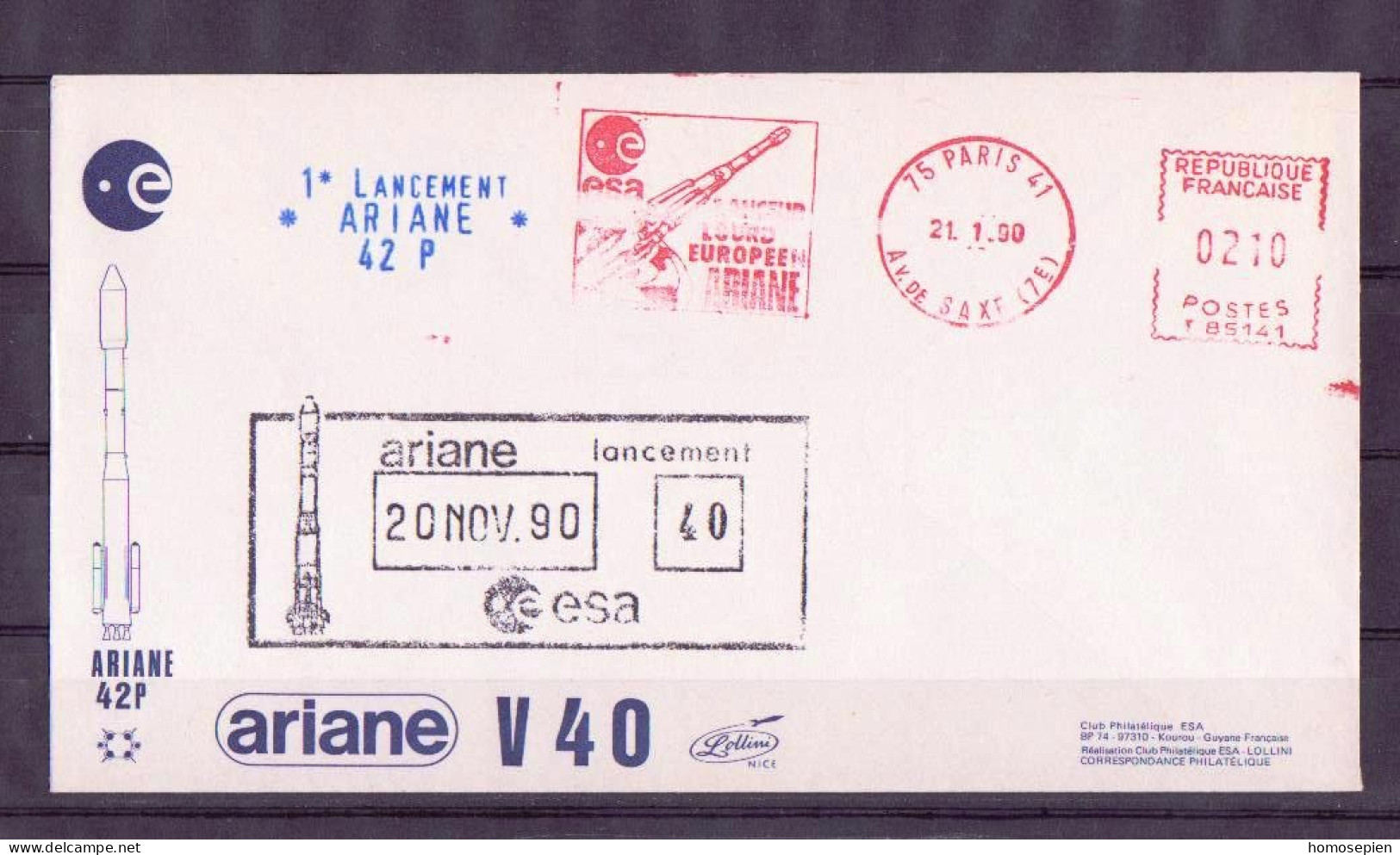 Espace 1990 11 21 - ESA - Ariane V40 - Officielle - Paris - Europe