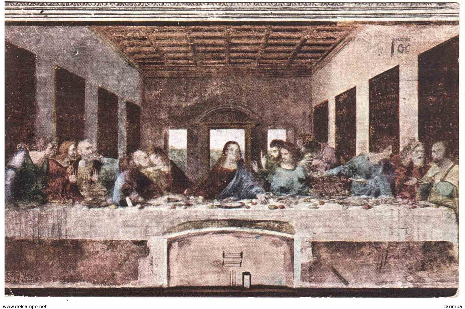 CARTOLINA IL CENACOLO LEONARDO DA VINCI CON ANNULLO TARGHETTA SALSOMAGGIORE - Storia Postale