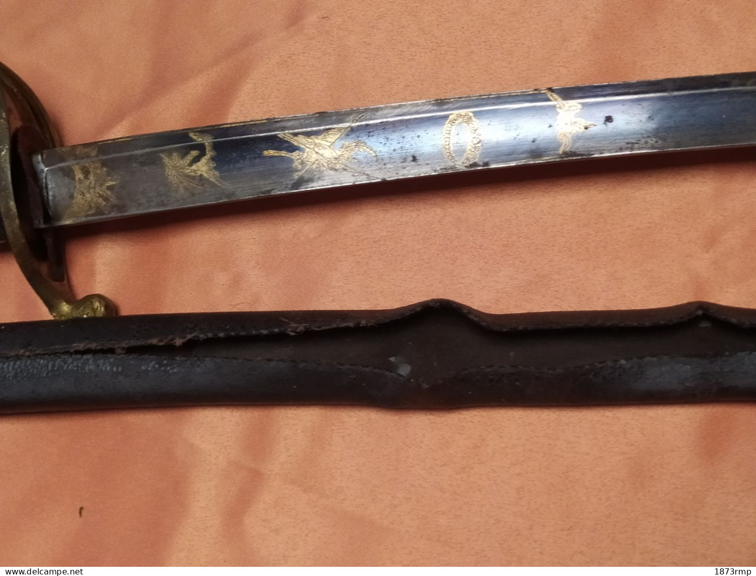 SABRE D'OFFICIER MOD 1821, LAME GRAVEE ET BLEUIE, K & S, A RESTAURER