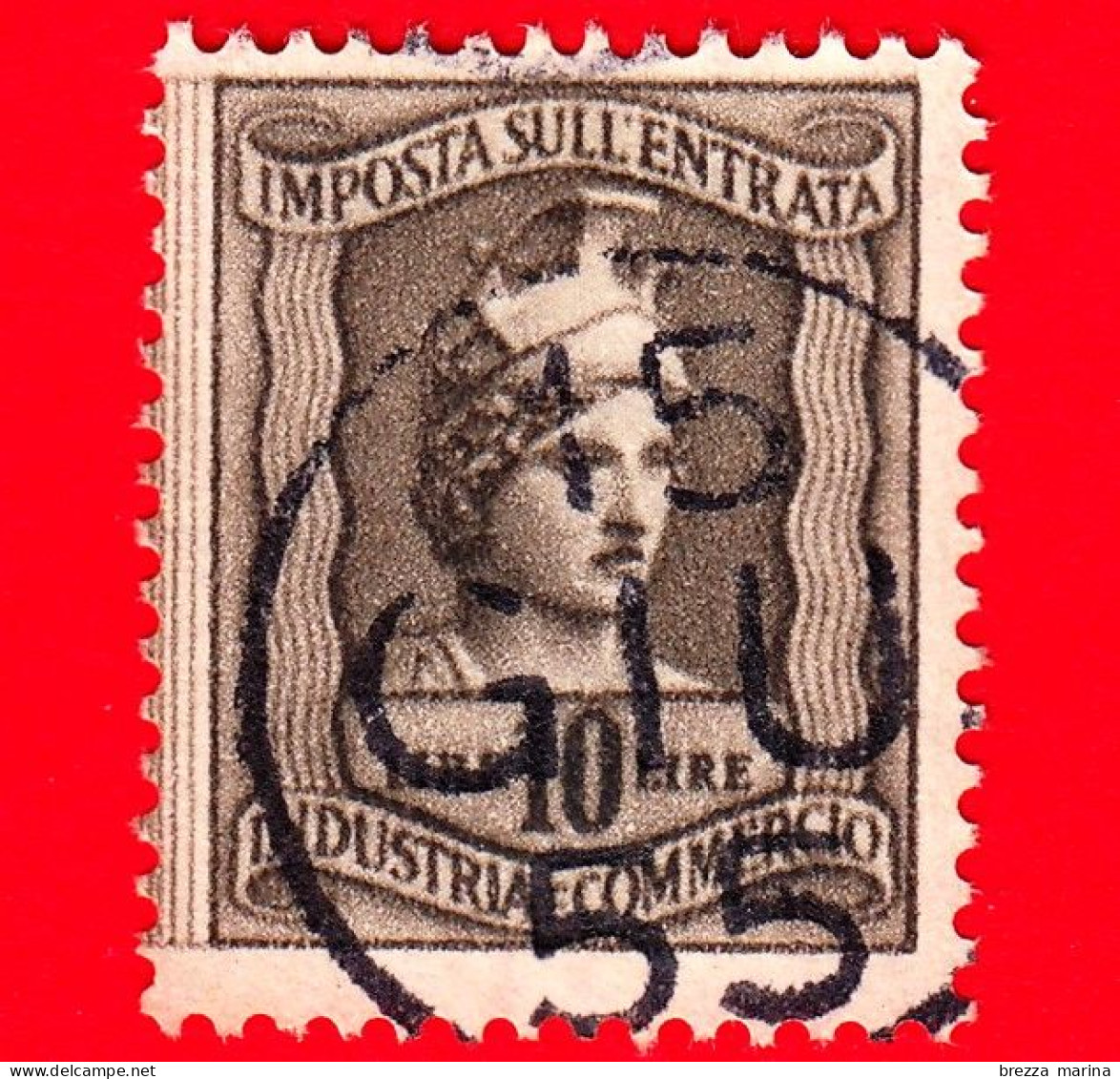 ITALIA - Usato - Fiscale - Imposta Sull'Entrata - Industria E Commercio - Minerva - 10 L. - Revenue Stamps