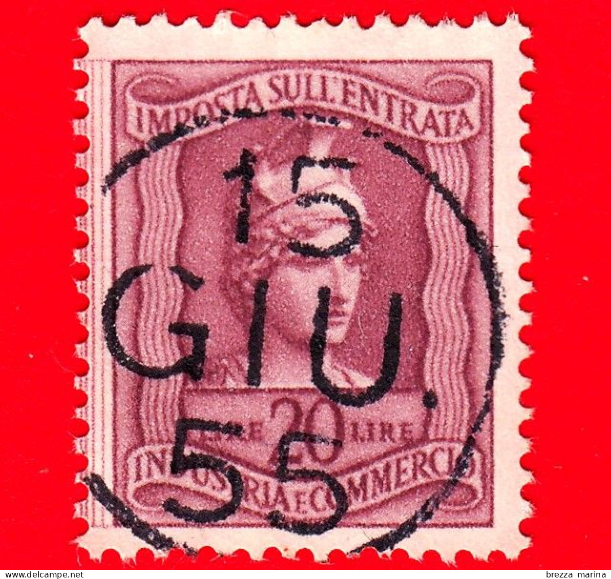 ITALIA - Usato - Fiscale - Imposta Sull'Entrata - Industria E Commercio - Minerva - 20 L. - Revenue Stamps