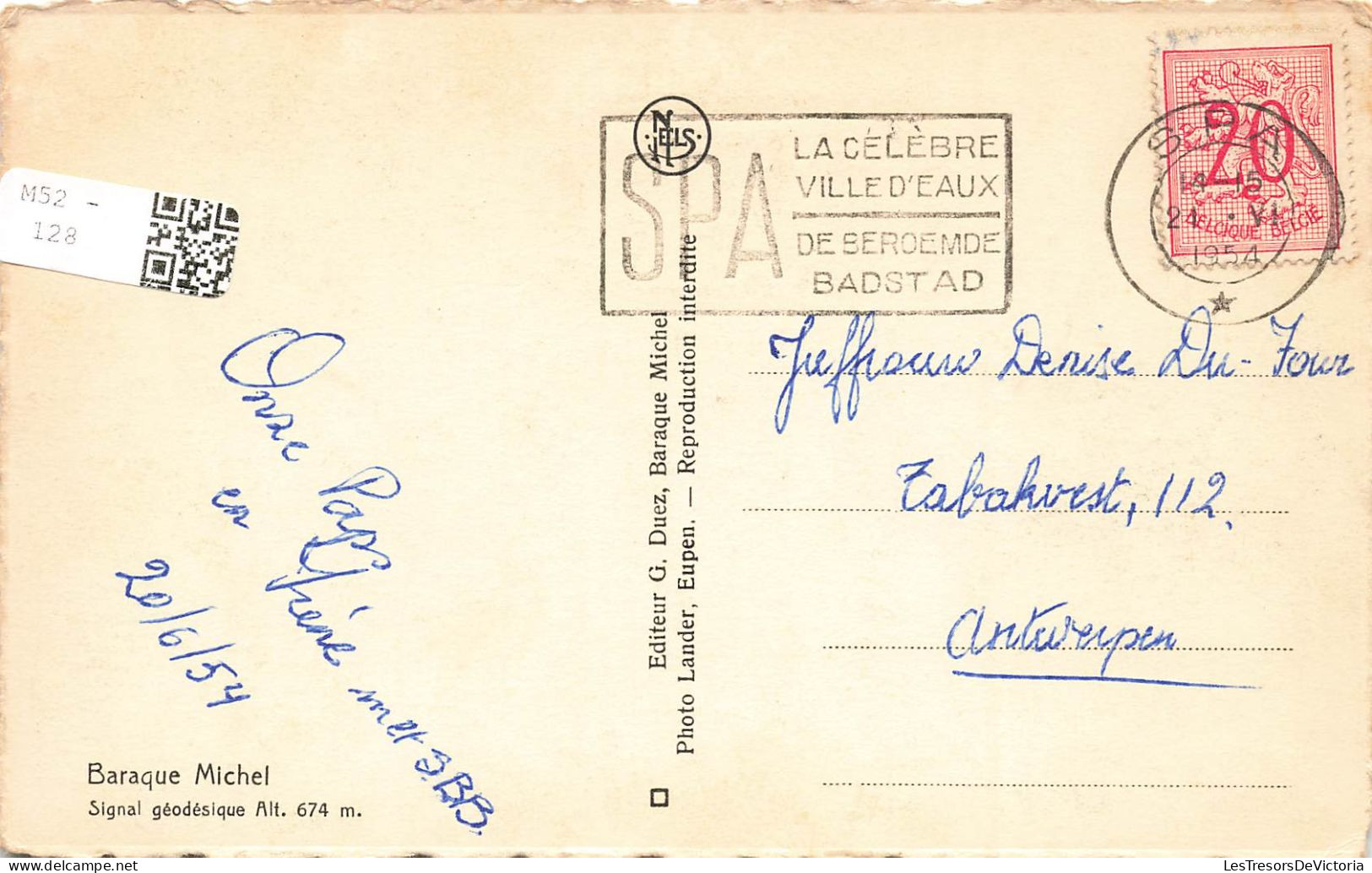 BELGIQUE - Baraque Michel - Signal Géodésique Alt 674m - Carte Postale Ancienne - Other & Unclassified
