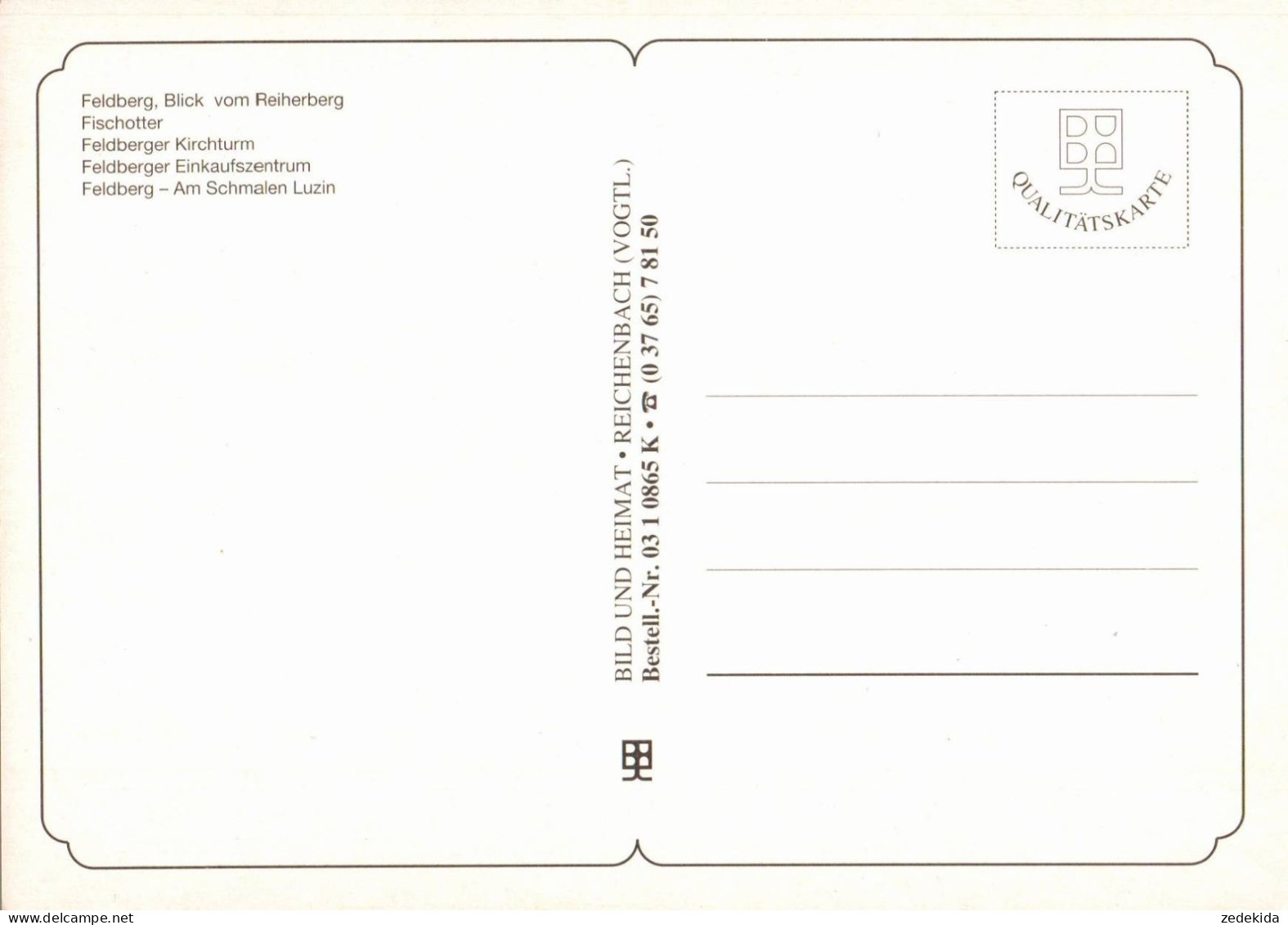 H1200 - TOP Feldberg - Bild Und Heimat Reichenbach Qualitätskarte - Feldberg
