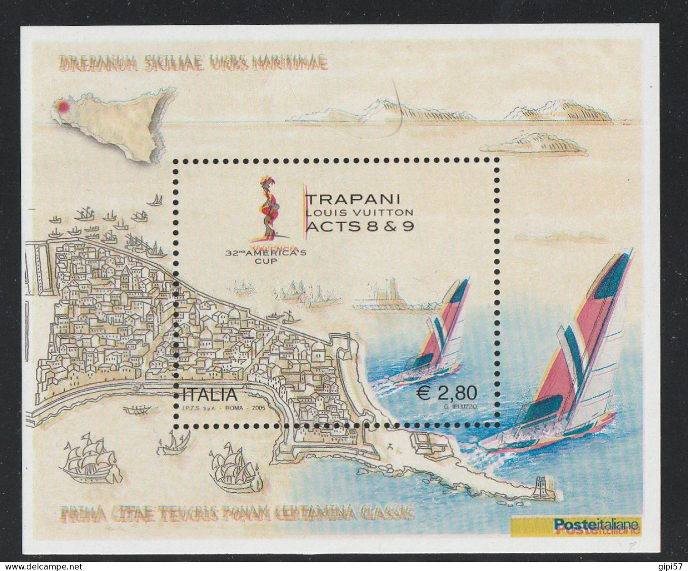 2005 VARIETÀ TRAPANI VELA LUIS VITTON STAMPA SPOSTATA MNH** - Varietà E Curiosità