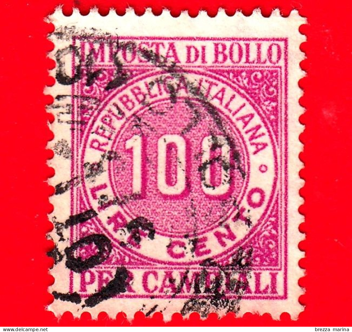 ITALIA - Usato - Imposta Di Bollo Per Cambiali - Fiscali -  Lire 100 - Fiscaux