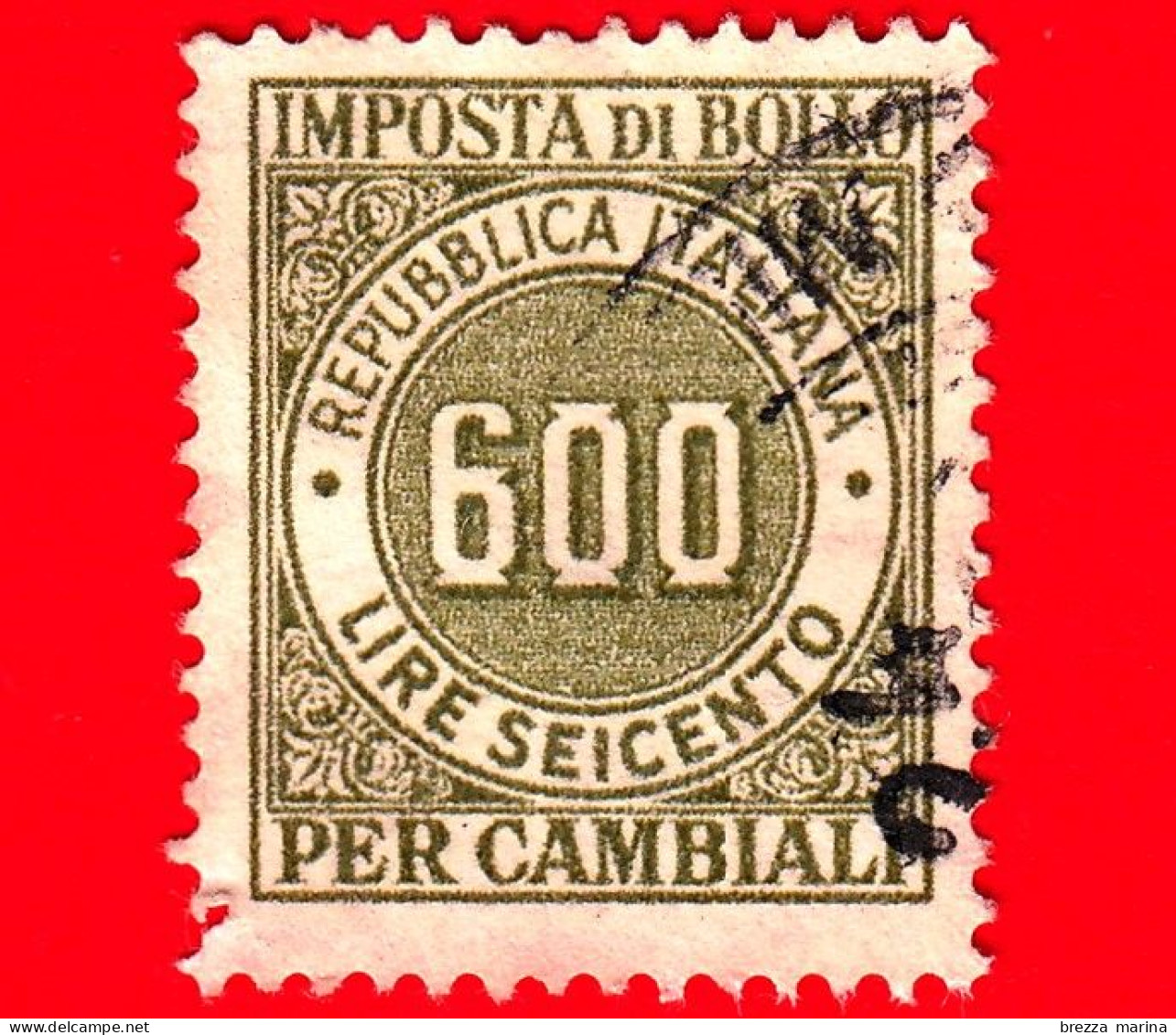 ITALIA - Usato - Imposta Di Bollo Per Cambiali - Fiscali -  Lire 600 - Revenue Stamps