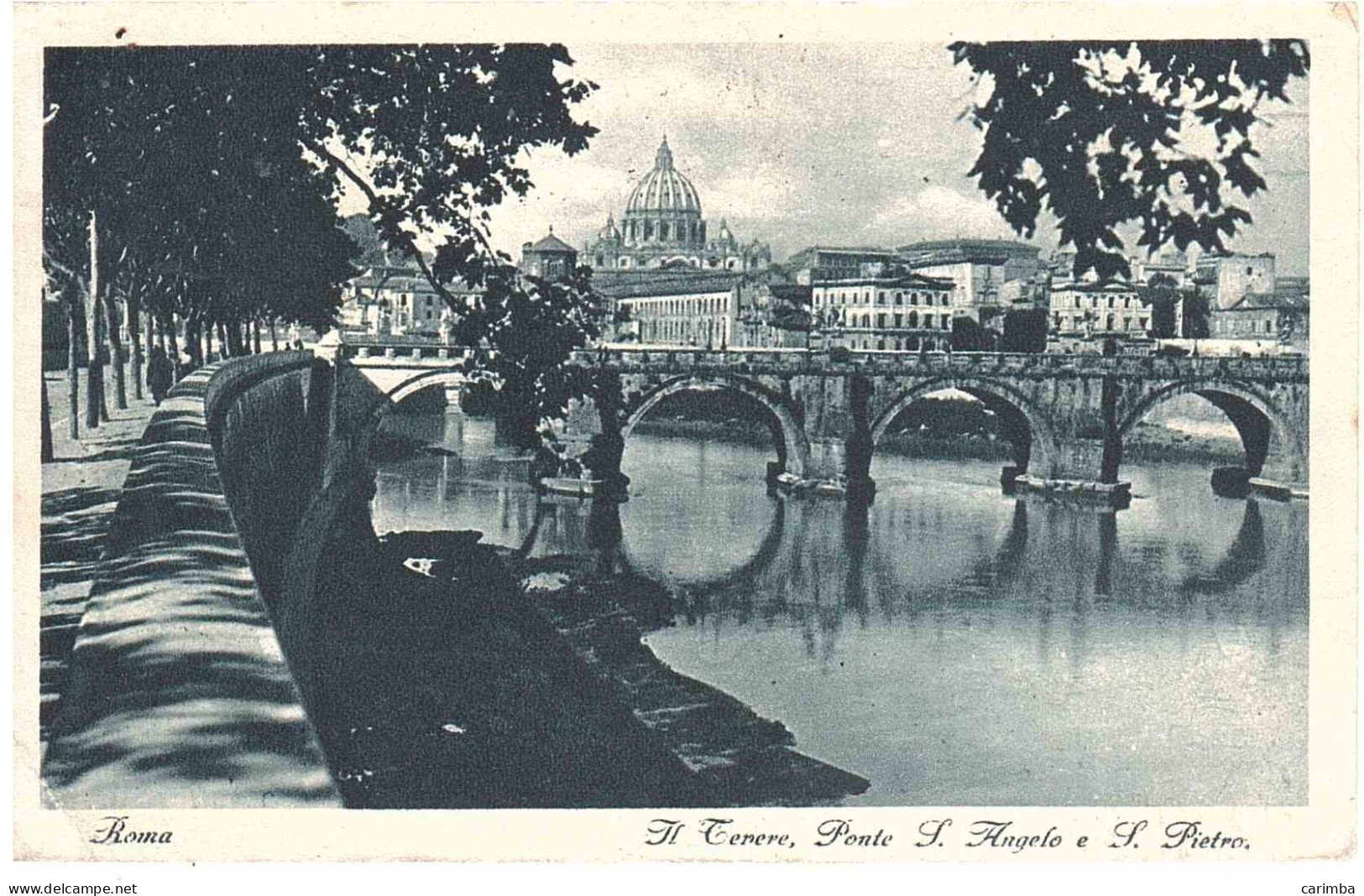 CARTOLINA ROMA IL TEVERE CON ANNULLO TARGHETTA SALSOMAGGIORE - Fiume Tevere