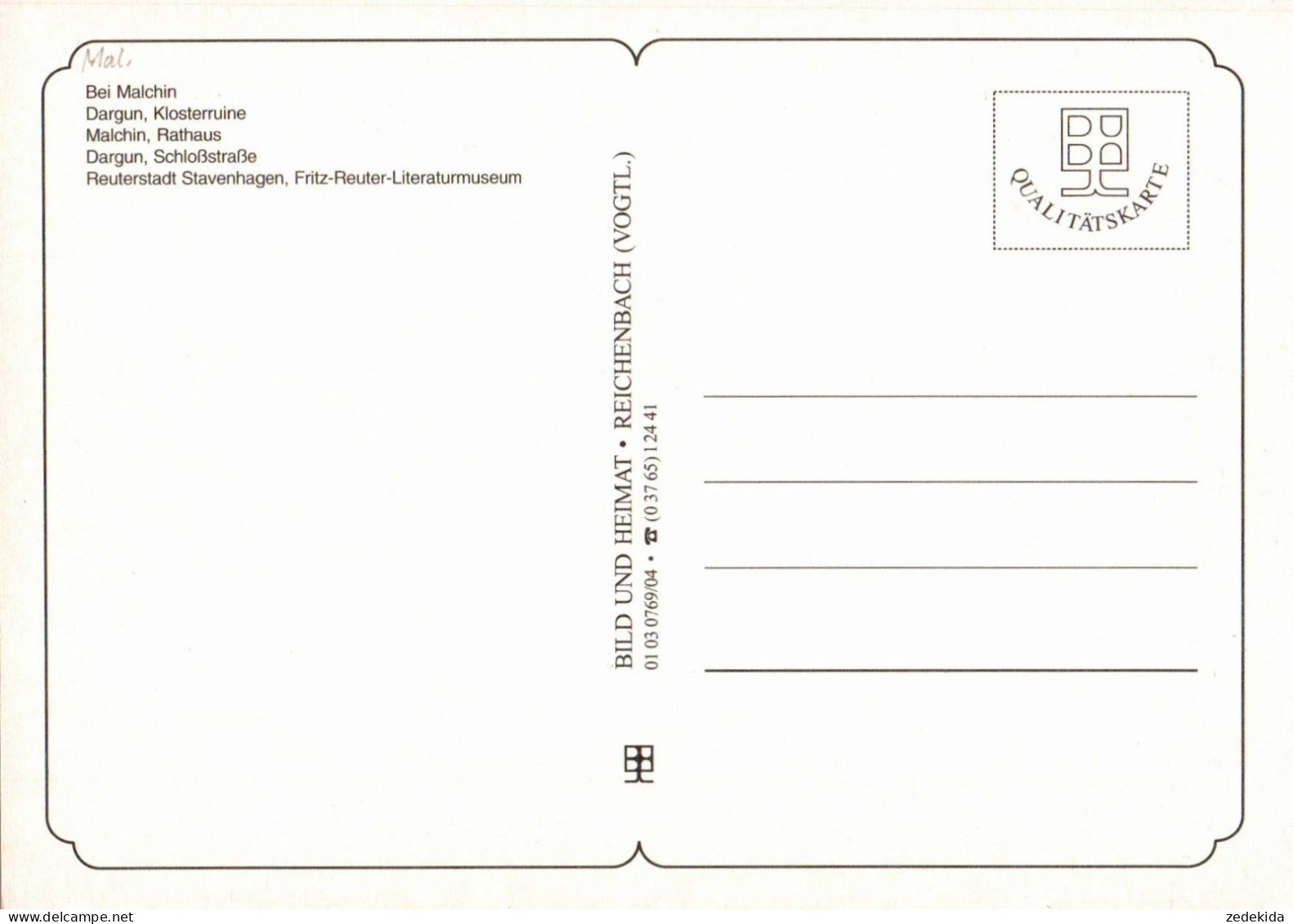 H1204 - TOP Dargun Stavenhagen Malchin - Bild Und Heimat Reichenbach Qualitätskarte - Waren (Müritz)
