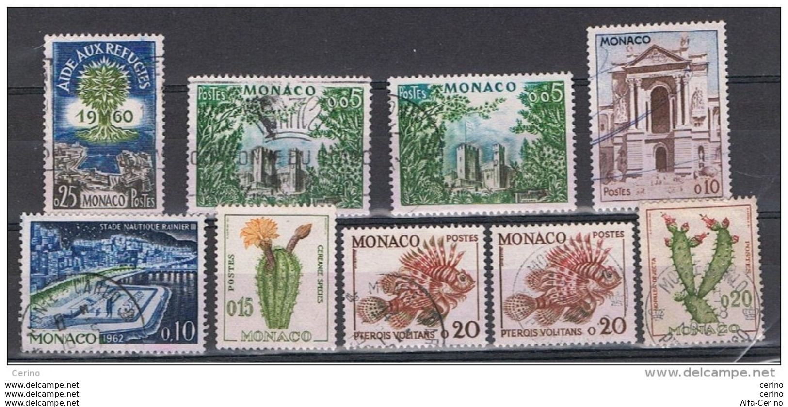 MONACO:  1960/62  SOGGETTI  VARI  -  9  VAL. US. -  YV/TELL. 523//543 - Gebraucht