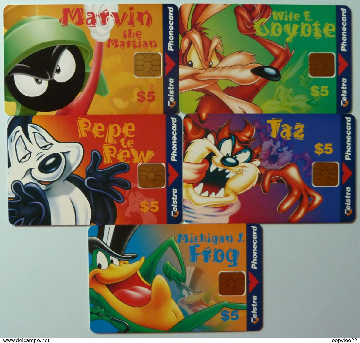 AUSTRALIA - Telstra - Looney Tunes - Marvin, Taz .... Group Of 5 - MINT - Australia