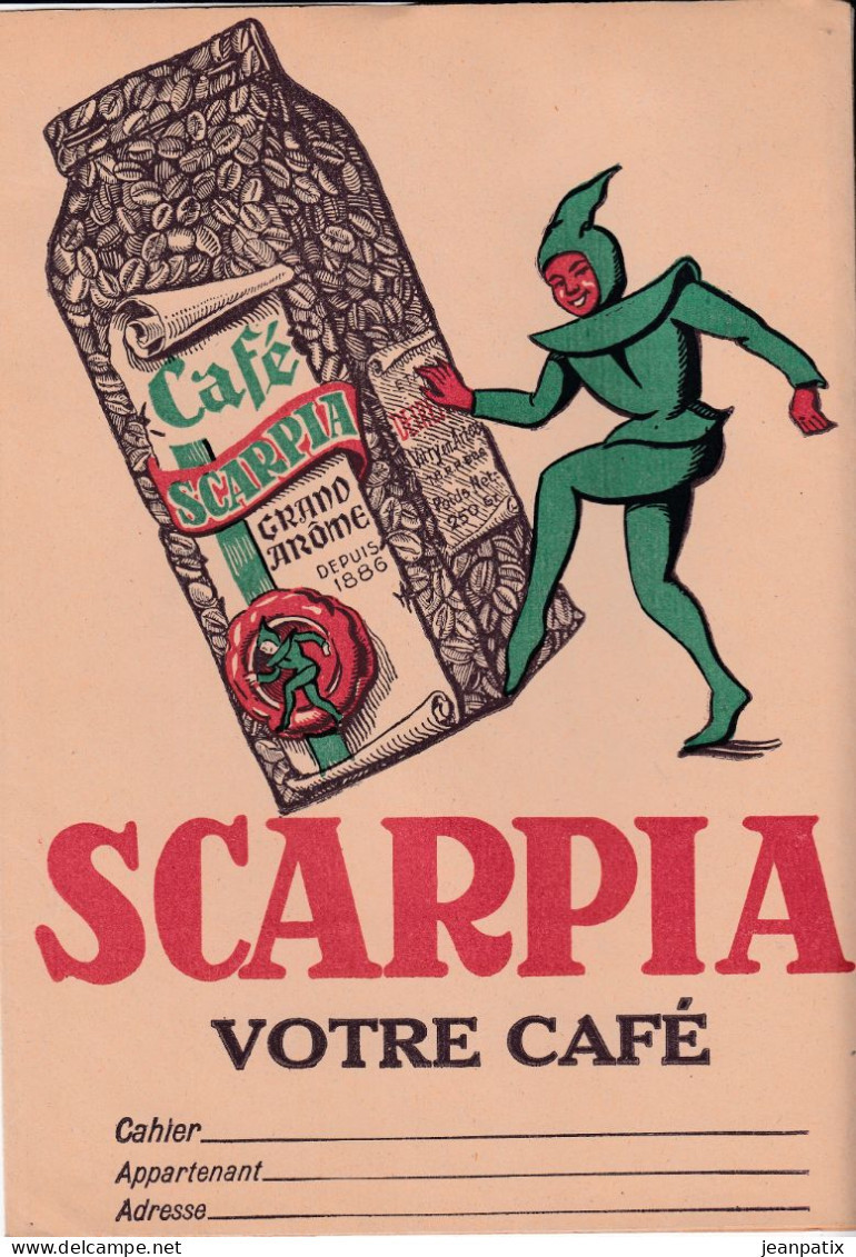 Protège Cahier - Café SCARPIA - Production Des établissements DETREZ Et Fils - VITRY En Artois - Autres & Non Classés