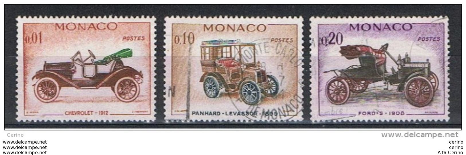 MONACO:  1961  STORIA  DELL'  AUTO  -  3  VAL. US. -  YV/TELL. 557//64 - Used Stamps