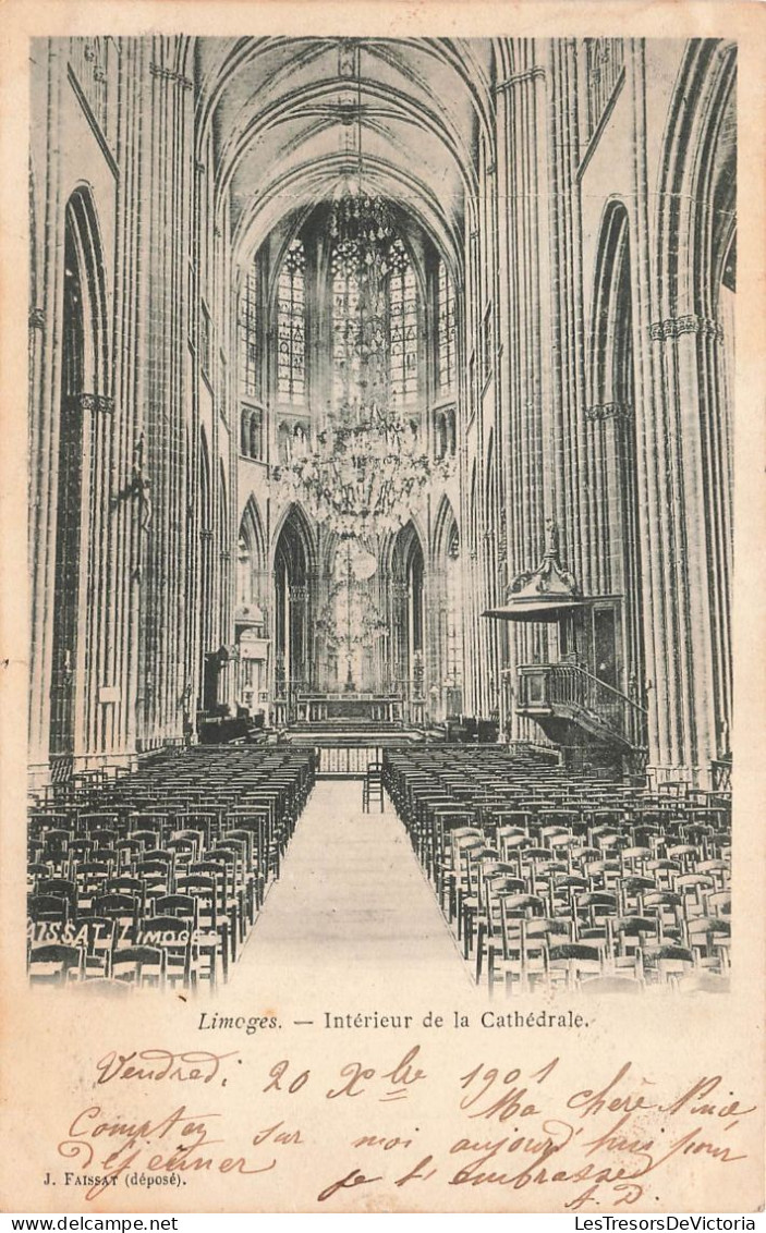 FRANCE - Limoges - Vue à L'intérieure De La Cathédrale - J Faissat (déposé) - Vue Générale - Carte Postale Ancienne - Limoges