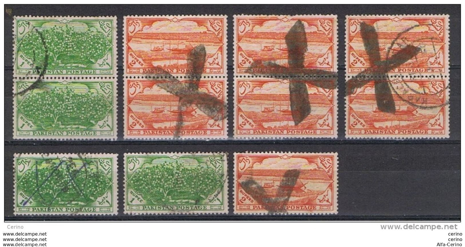 PAKISTAN:  1954  LOT  11  USED  REP.  STAMPS  -  YV/TELL. 70x4 + 71x7 - Pakistan