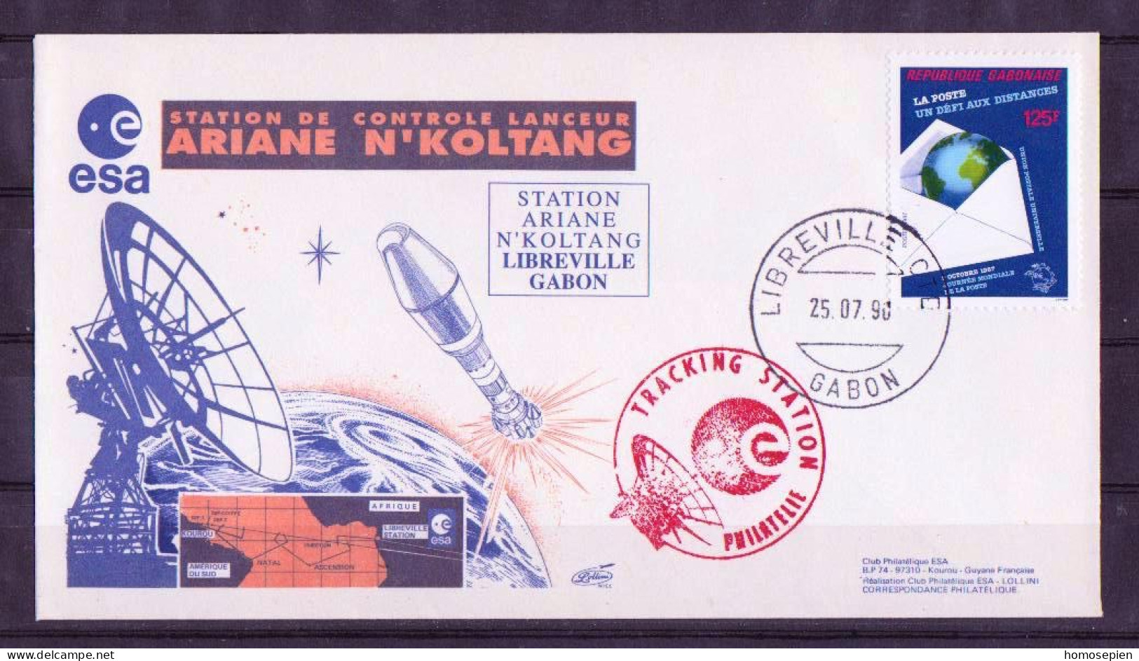 Espace 1990 07 25 - ESA - Ariane V37 - Station De Poursuite De N'Koltang - Europa