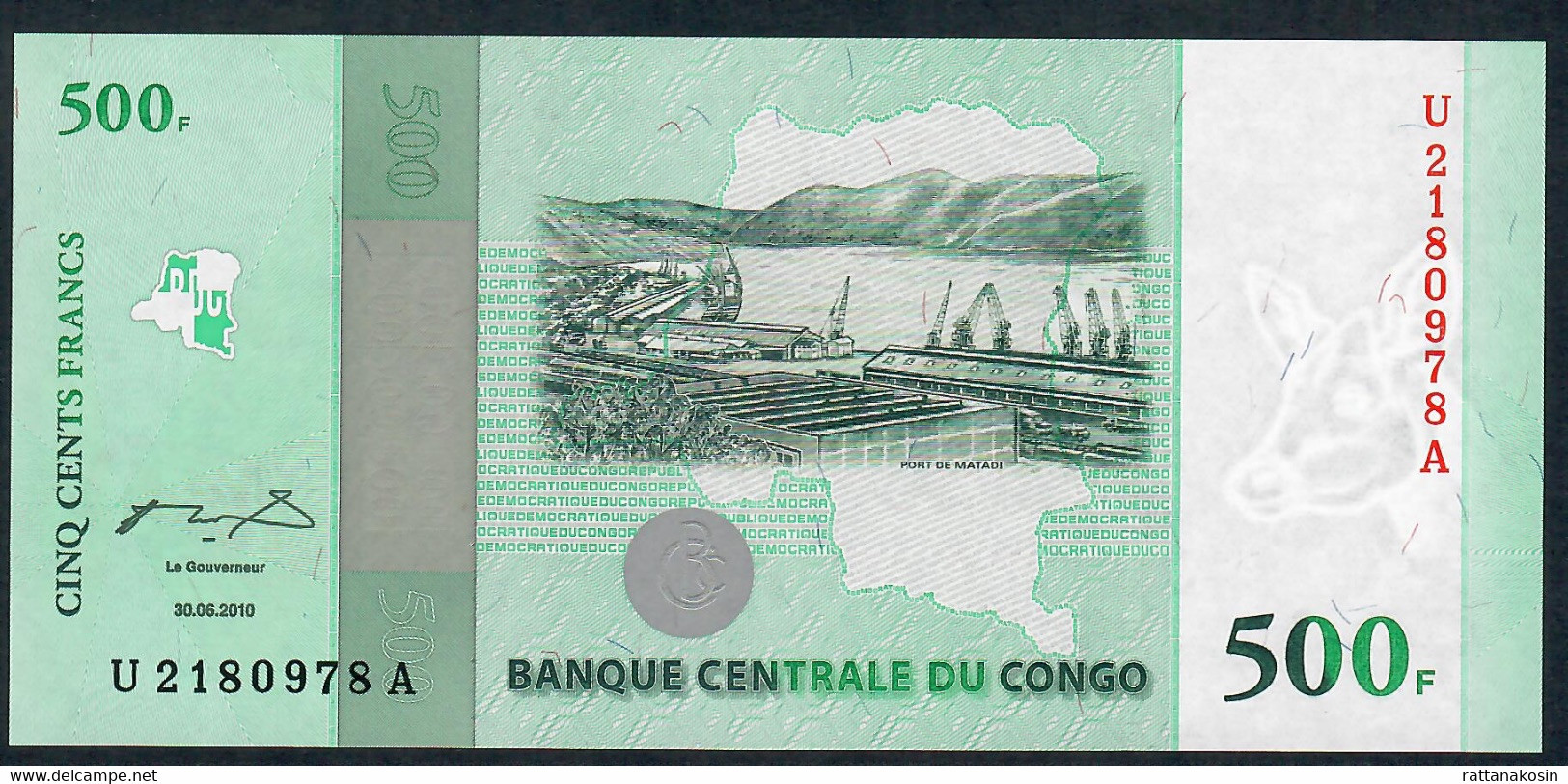 CONGO D.R. P100  500  FRANCS  30.6.2010   #U/A        UNC. - Unclassified