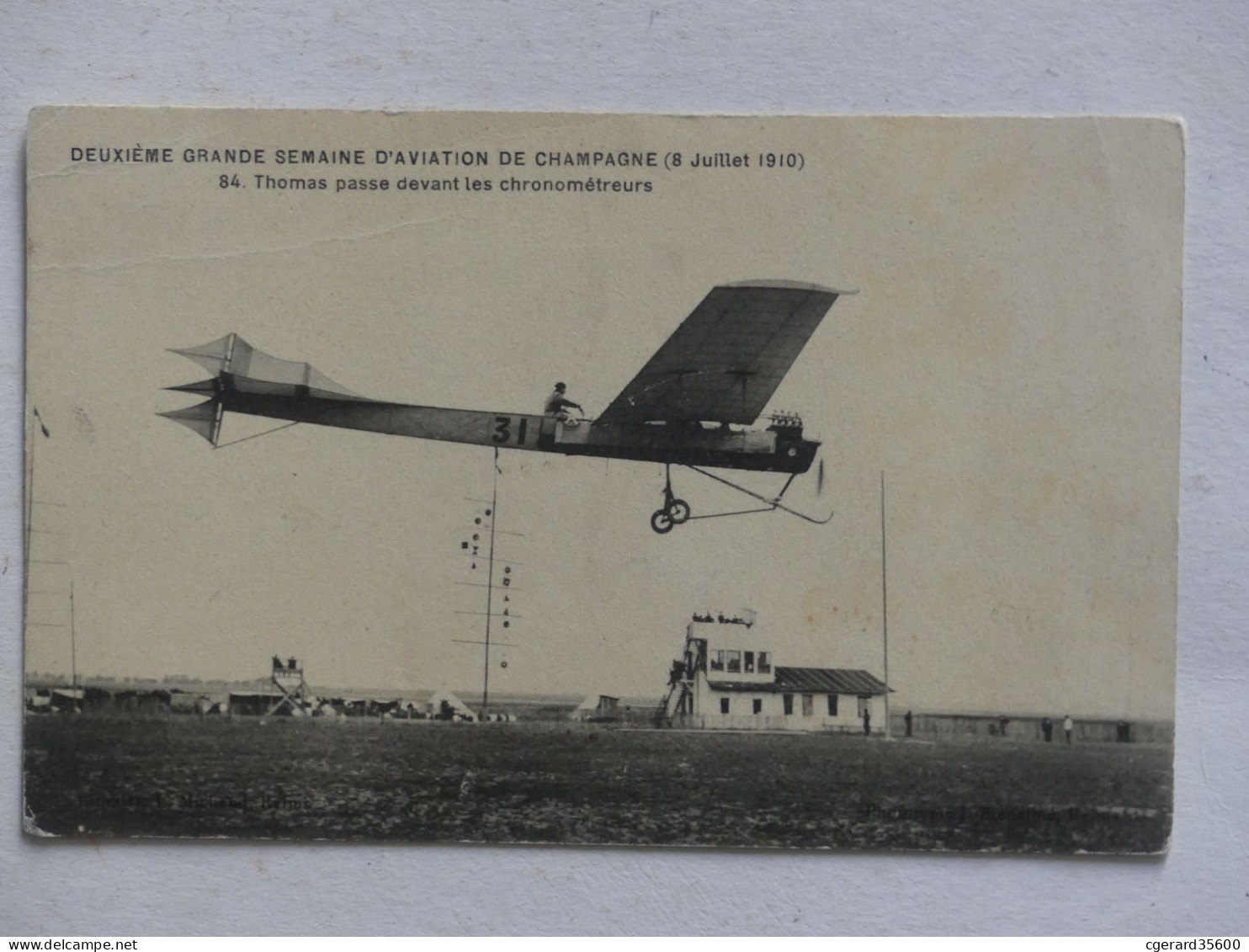 Deuxième Grande Semaine D'aviation De Champagne - 8 Juillet 1910 - Thomas Passe Devant Les Chronomèteurs - Aviateurs