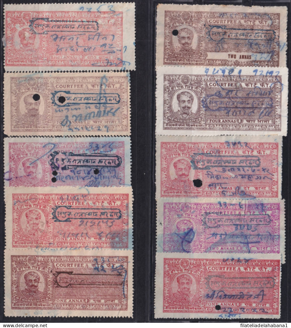 F-EX49350 INDIA LOCAL REVENUE TAX. MEWAR RAJASTHAN OVERPRINT TIPO IX.  - Dienstmarken