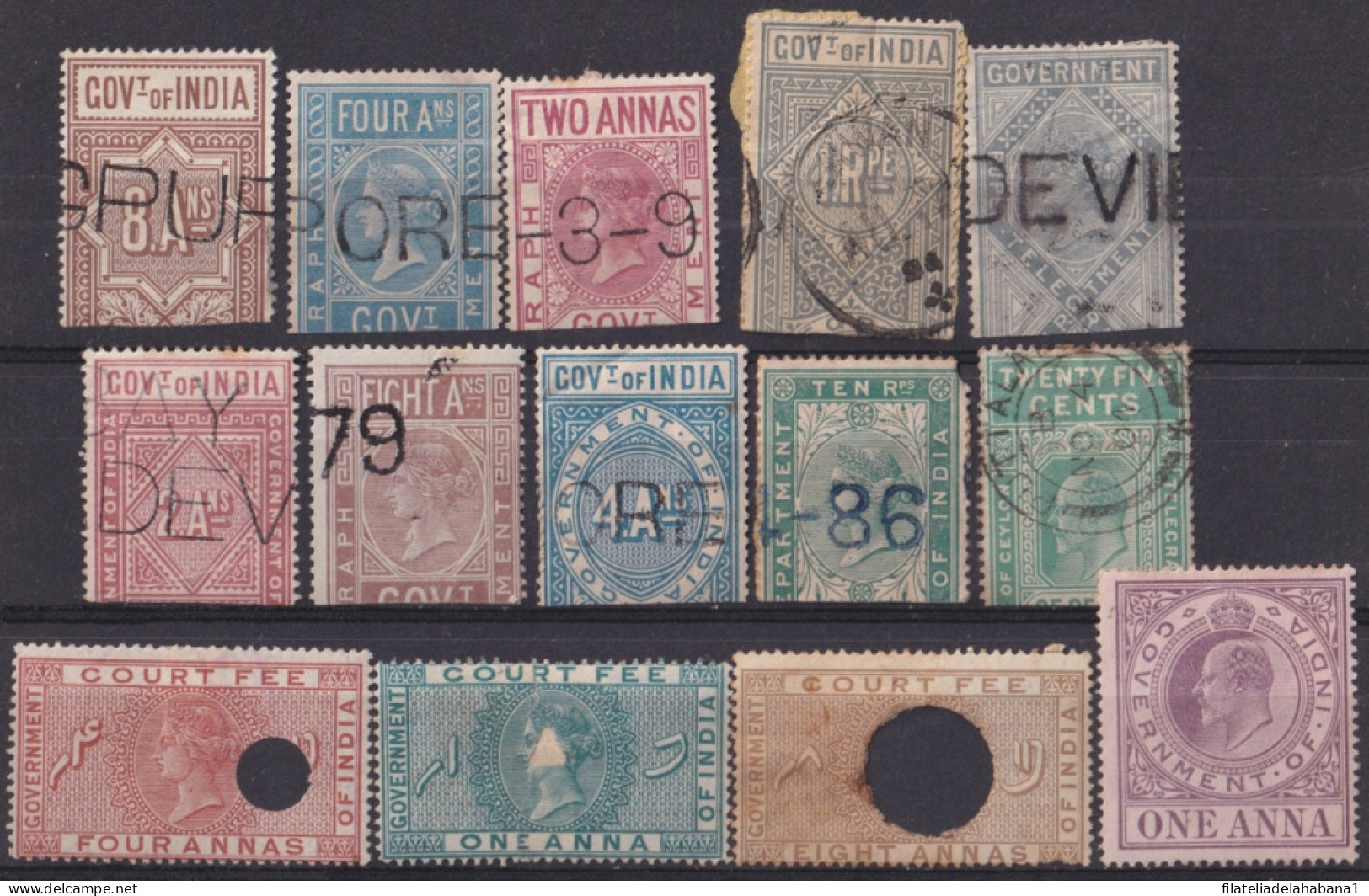 F-EX49719 INDIA REVENUE TELEGRAPH STAMPS LOT. - Dienstmarken