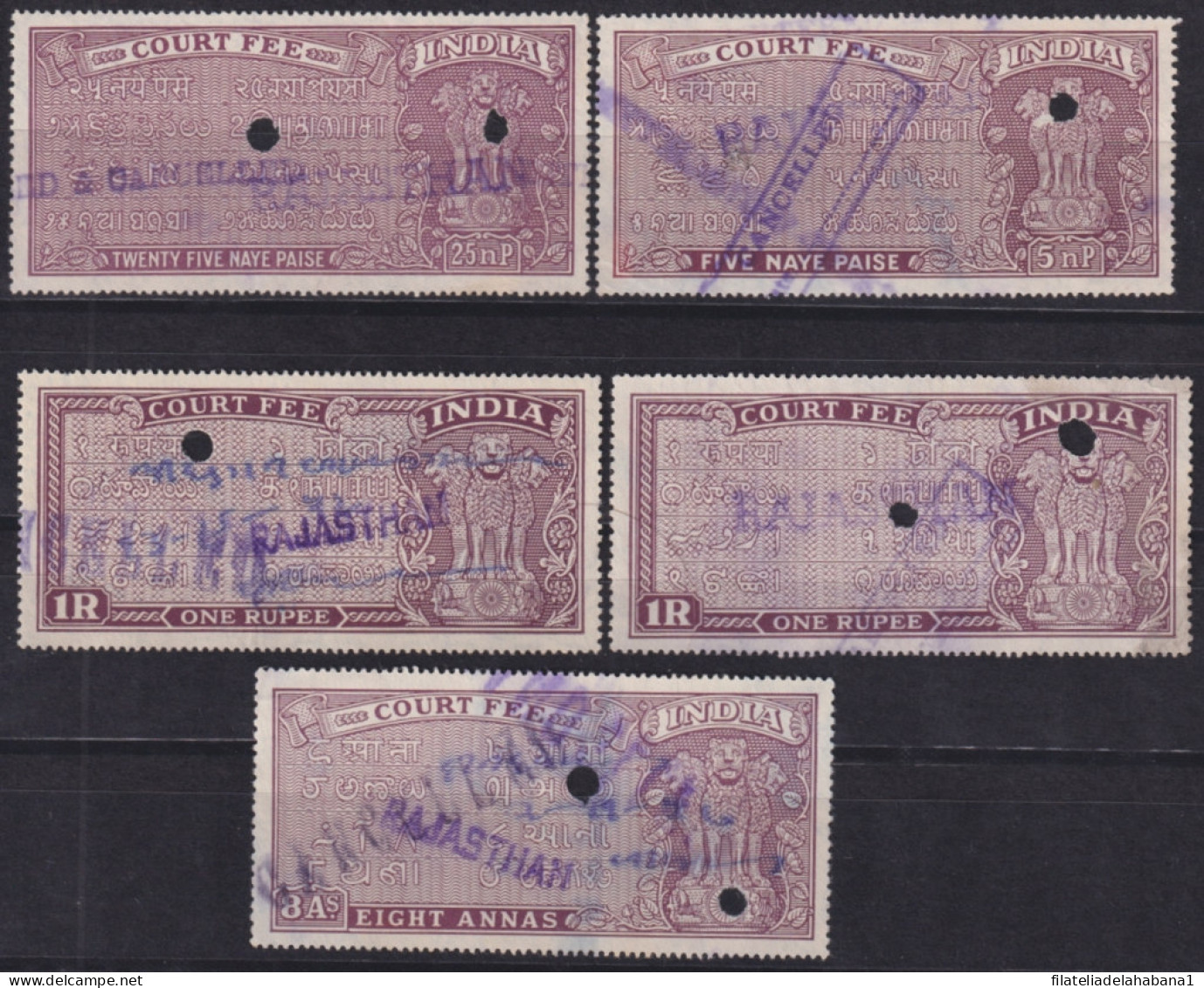 F-EX49730 INDIA LOCAL REVENUE TAX. RAJASTHAN OVERPRINT TIPO VII. - Sellos De Servicio