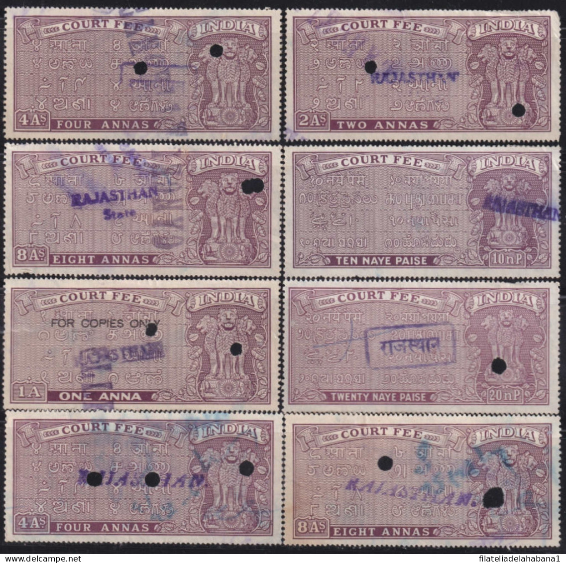 F-EX49756 INDIA LOCAL REVENUE TAX. RAJASTHAN OVERPRINT TIPO V.  - Timbres De Service