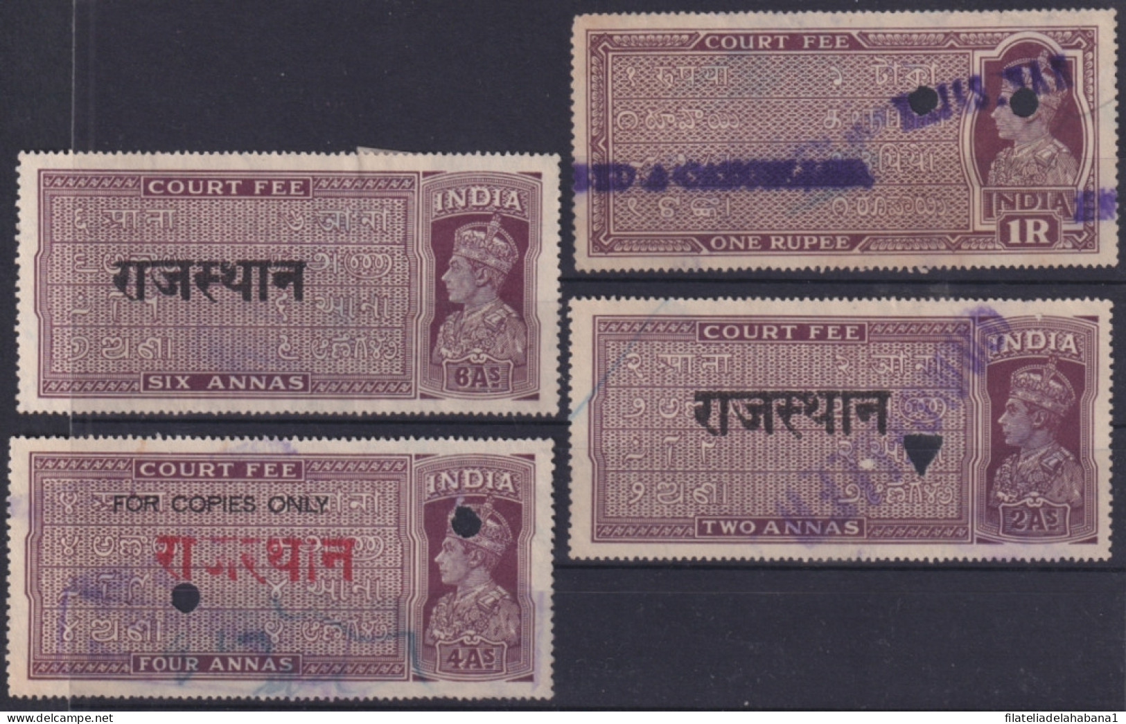 F-EX49728 INDIA LOCAL REVENUE TAX. RAJASTHAN OVERPRINT TIPO IV.  - Sellos De Servicio