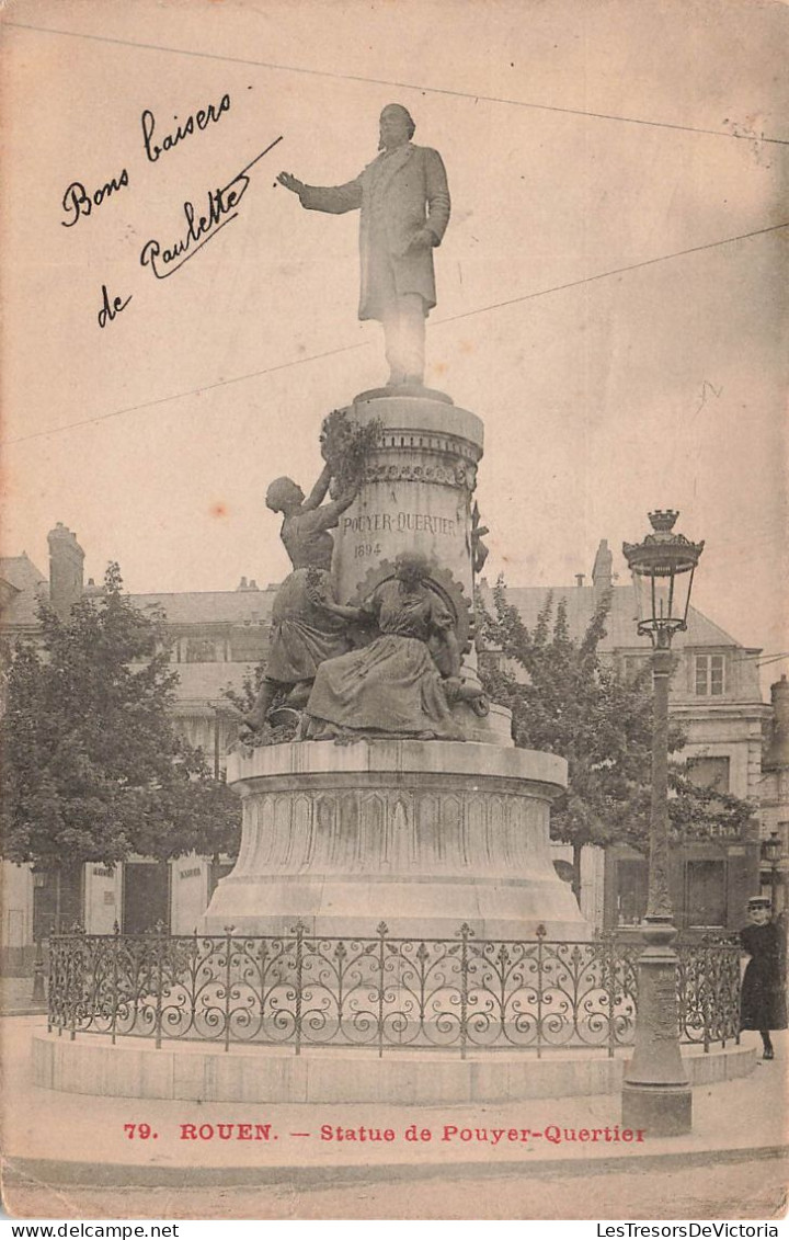 FRANCE - Rouen - Vue Sur La Statue De Pouyer Quertier - Vue Générale - Animé - Carte Postale Ancienne - Rouen