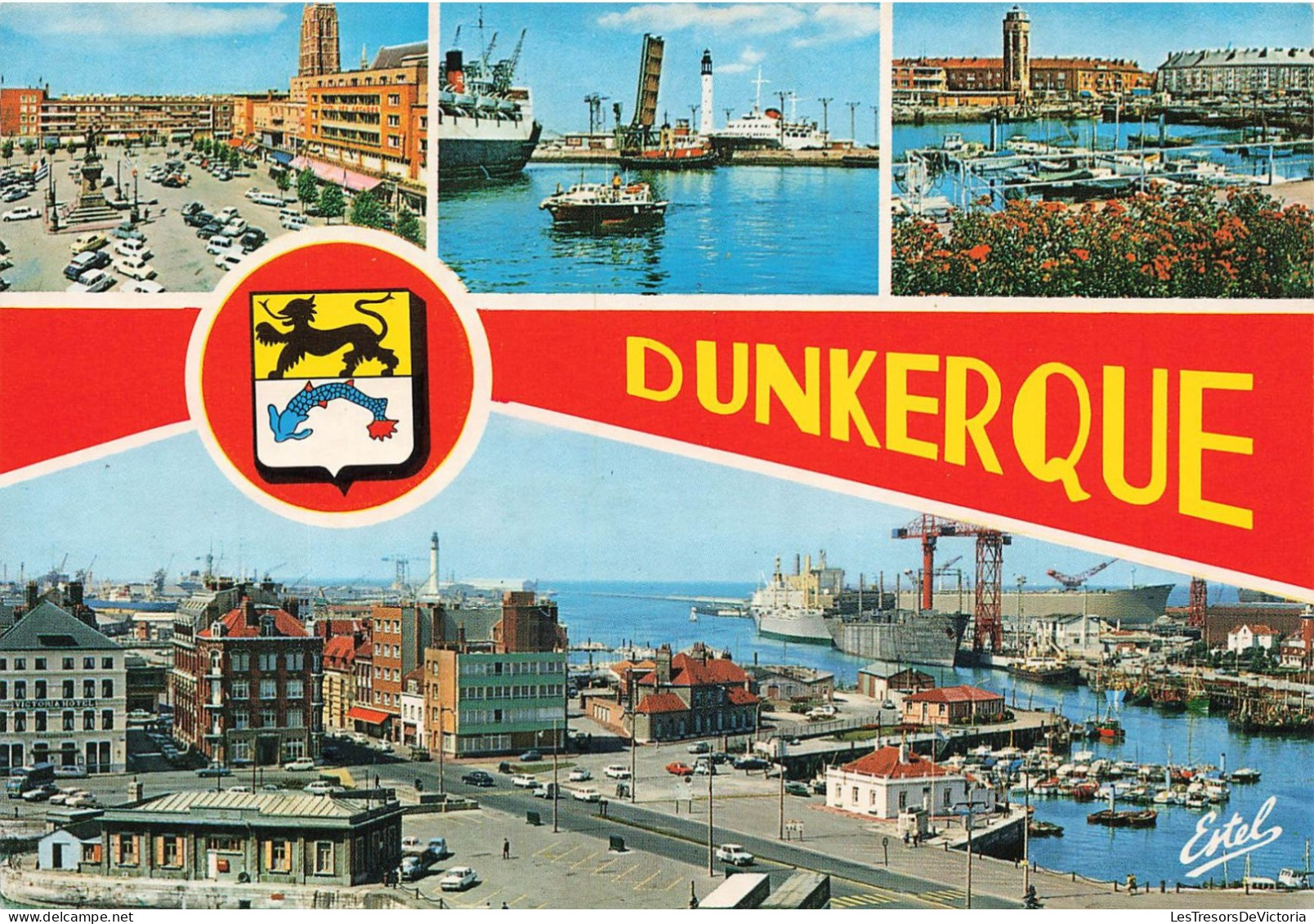 FRANCE - Dunkerque - Place Jean Bart - L'écluse Trystram Et Le Phare - La Tour Du Leughenaer Et Le Port - Carte Postale - Dunkerque