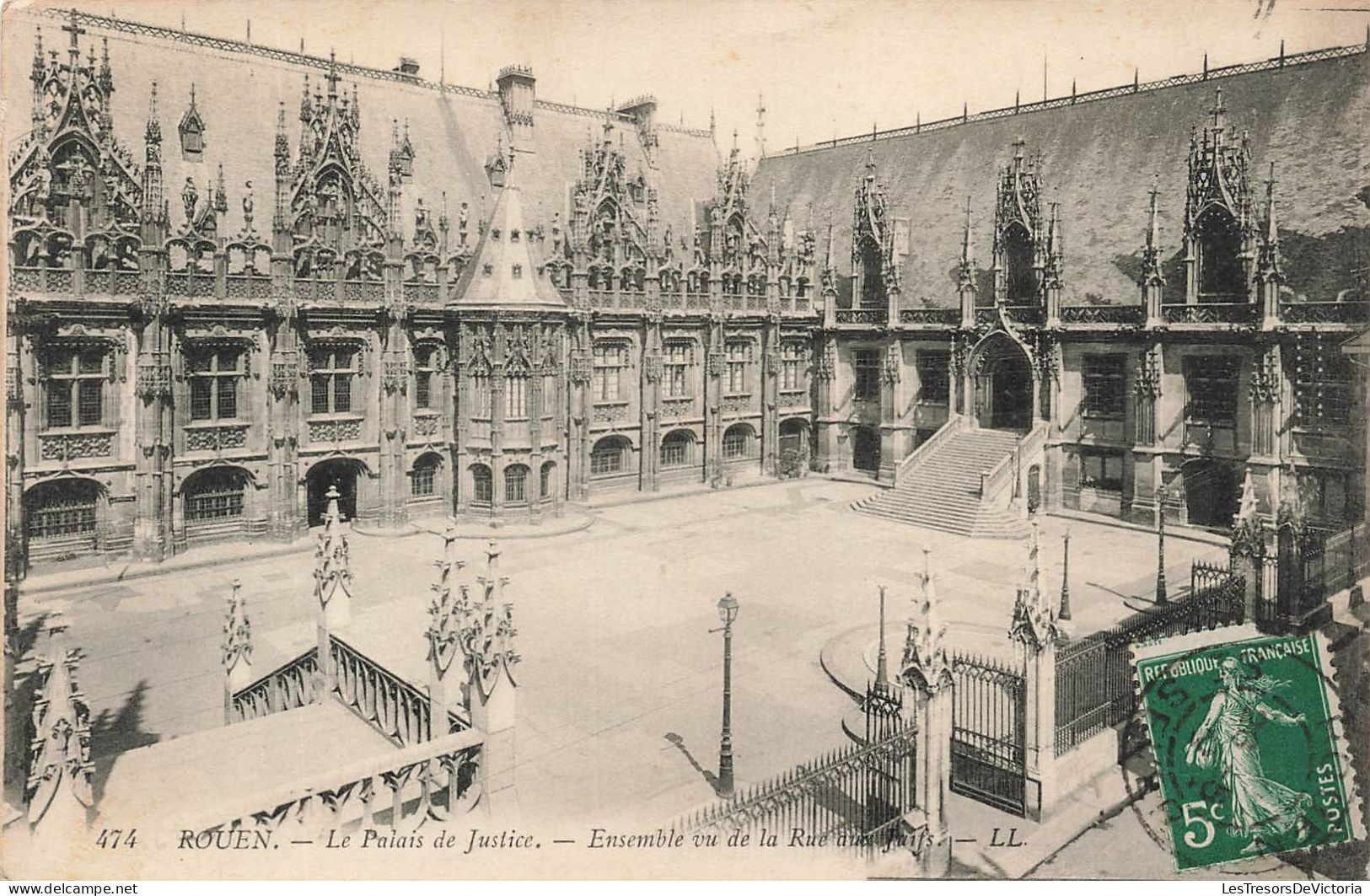FRANCE - Rouen - Vue Sur Le Palais De Justice - Ensemble Vue De La Rue Aux Juifs - L L - Carte Postale Ancienne - Rouen