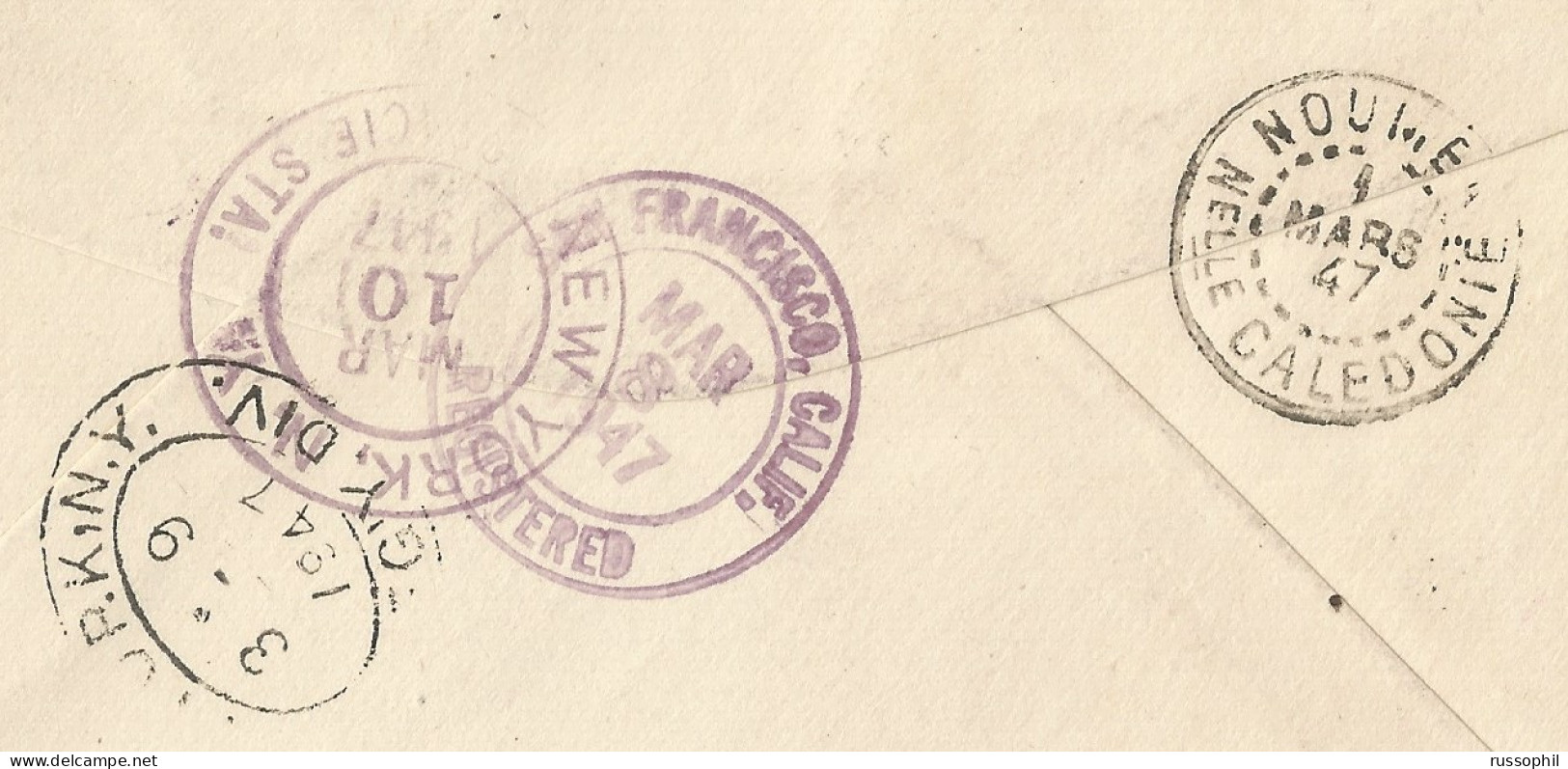 WALLIS AND FUTUNA - 65 FR FRANKING "FROM CHAD TO THE RHINE RIVER" ISSUE ON REGISTERED COVER TO THE USA - 1946 - Storia Postale