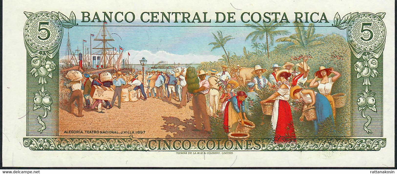 COSTA RICA P236ee 5 COLONES 4.10.1989 Serie D  UNC. - Costa Rica