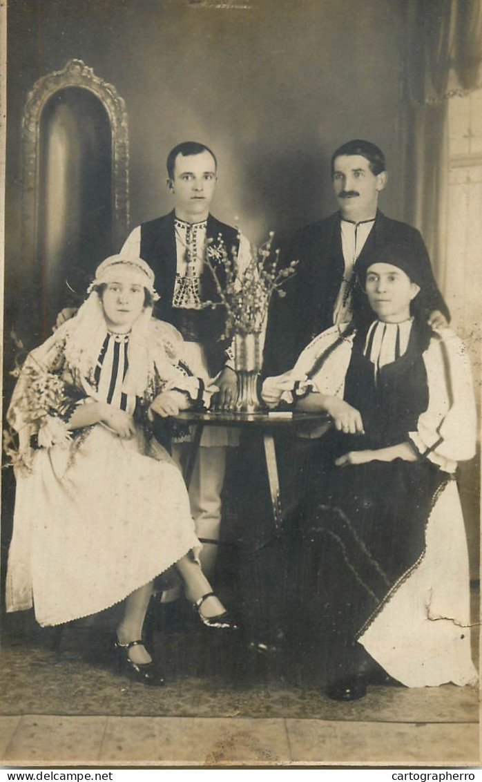 Romania Souvenir Photo Postcard Folk Types Costumes - Rumania