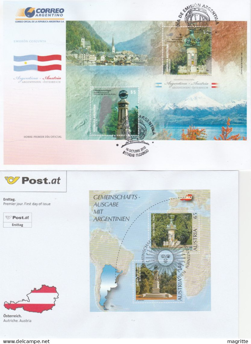 Argentine Autriche 2010 FDC's Emission Commune Jardins Argentina Austria FDC 's Joint Issue Gardens - Joint Issues