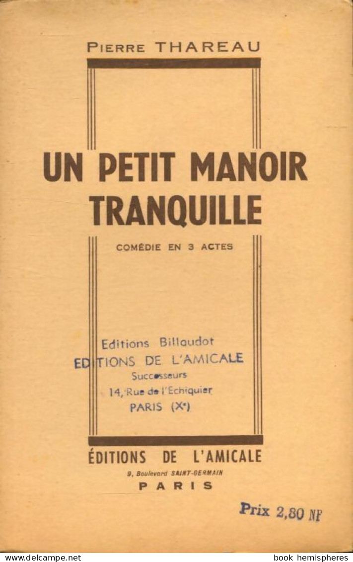 Un Petit Manoir Tranquille (1955) De Pierre Thareau - Other & Unclassified