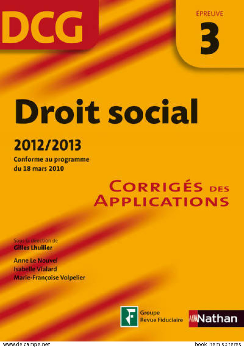 Droit Social épreuve 3 DCG (2012) De Collectif - Buchhaltung/Verwaltung