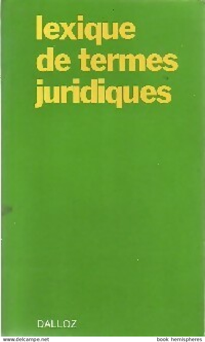 Lexique De Termes Juridiques (1974) De Jean Vincent - Droit