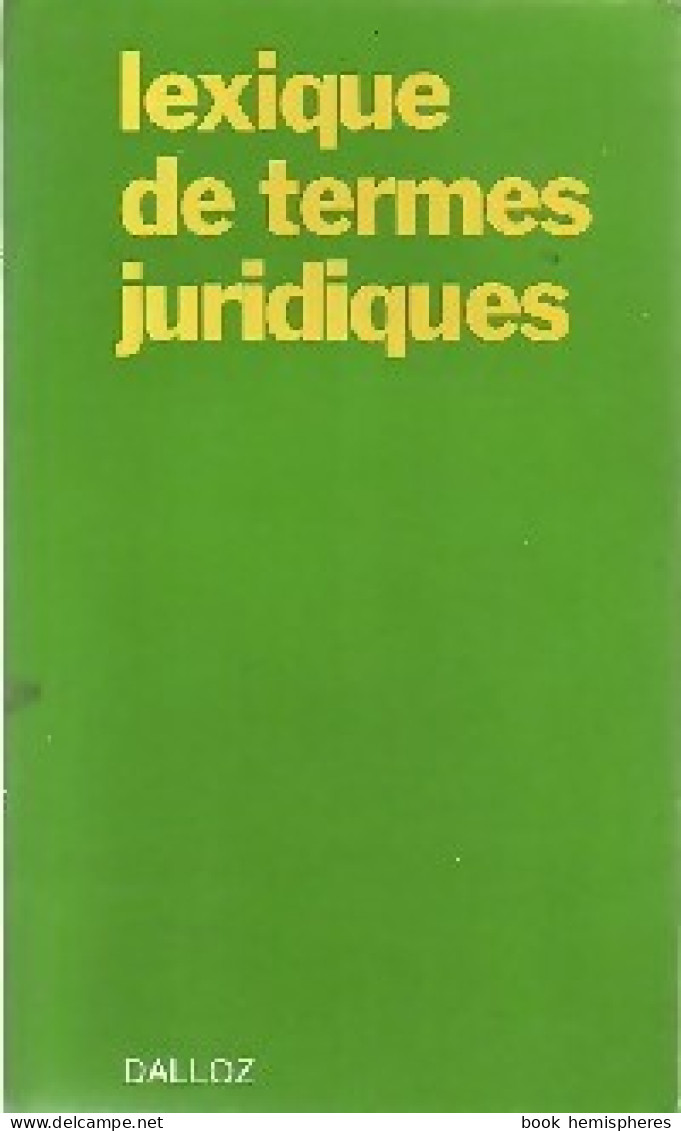Lexique De Termes Juridiques (1974) De Jean Vincent - Recht