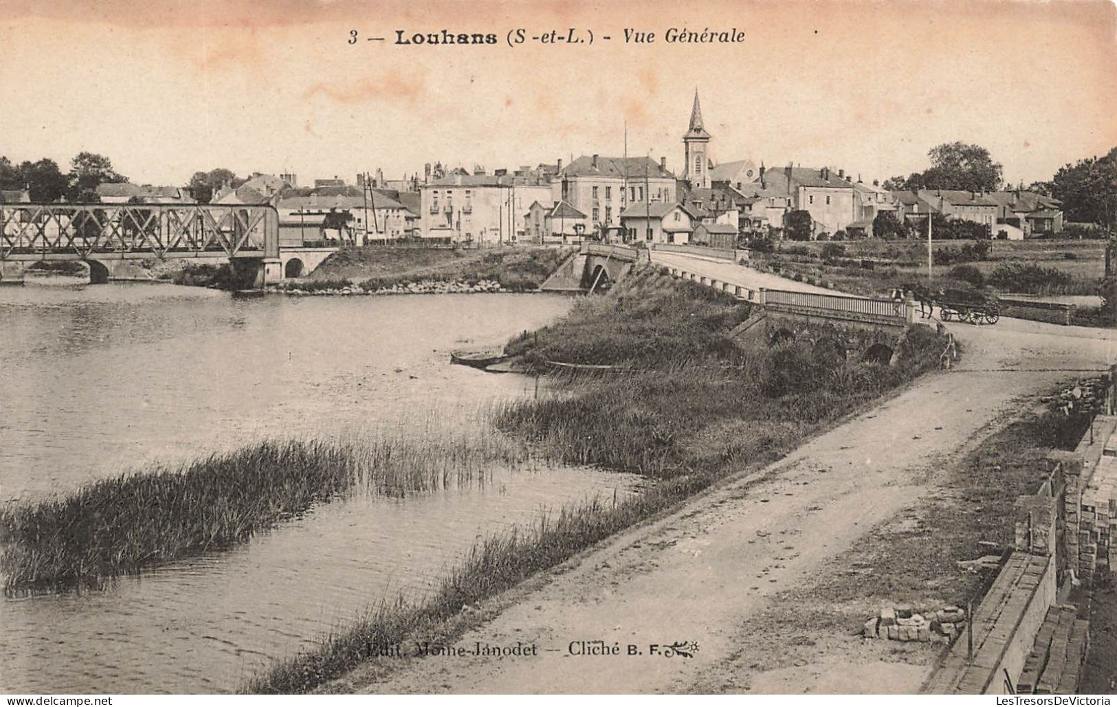 FRANCE - Louhans (S Et L) - Vue Générale - Pont - église - Vue Sur Une Partie De La Ville - Carte Postale Ancienne - Louhans