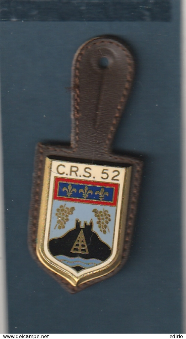 *** MILITARIA ***   Médaille Avec Baudrier Cuir CRS 52. Compagnie Républicaine De Sécurité 52 -- Fond Guillocché Drago - Frankreich