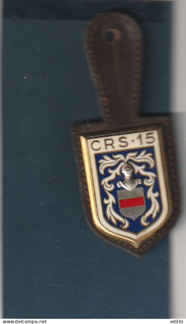 *** MILITARIA ***   Médaille Avec Baudrier Cuir CRS 15. Compagnie Républicaine De Sécurité 15 -- Fond Guillocché Drago - Francia