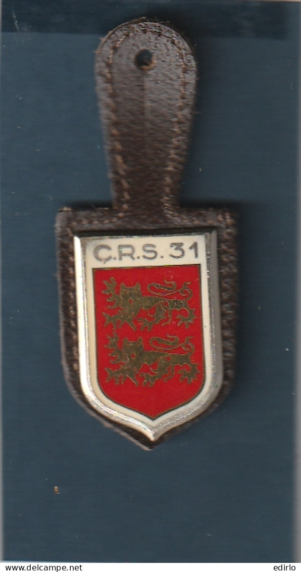 *** MILITARIA ***   Médaille Avec Baudrier Cuir CRS 31. Compagnie Républicaine De Sécurité 31 Guillocché En Creux  Drago - Frankreich