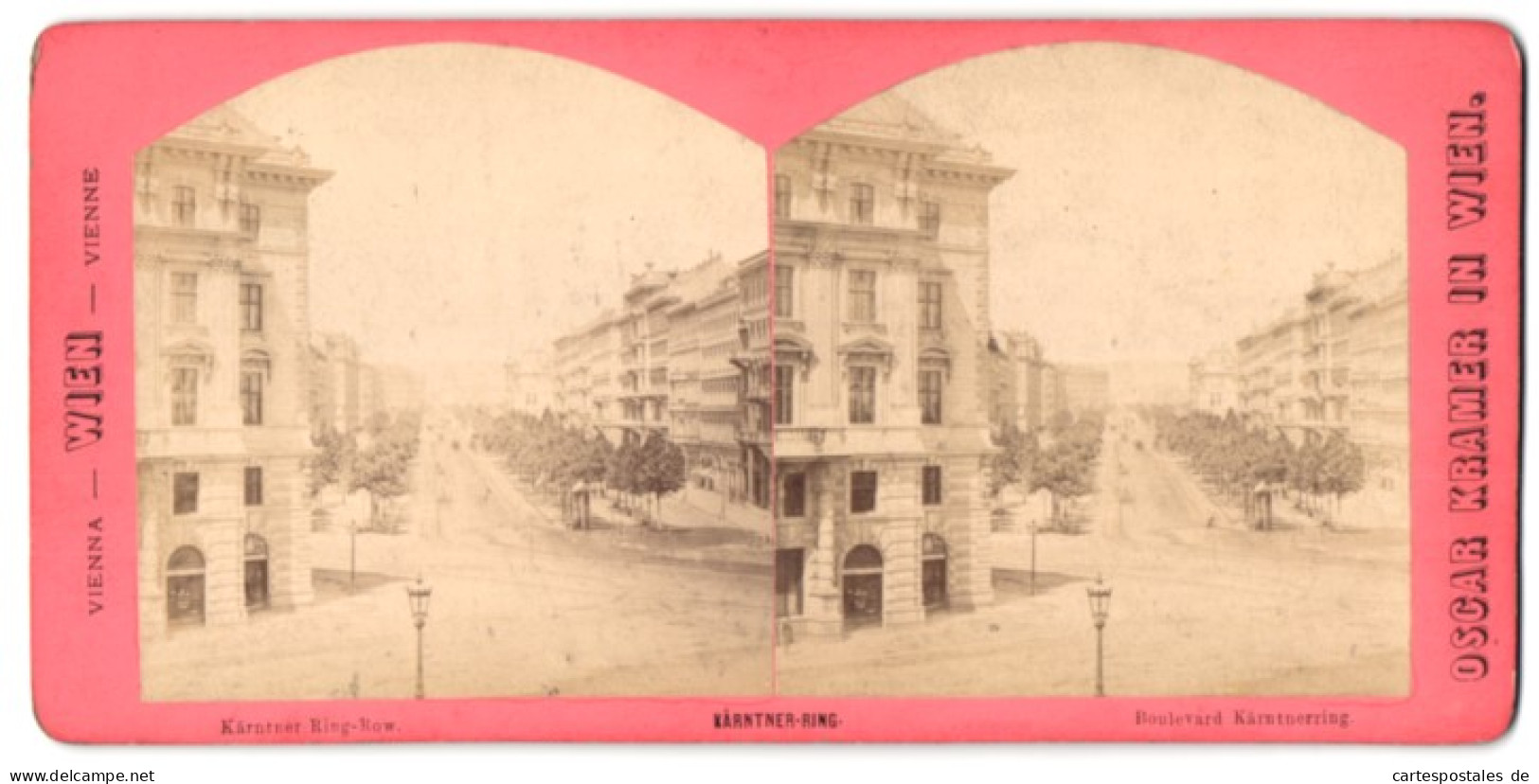 Stereo-Fotografie Oscar Kramer, Wien, Ansicht Wien, Blick In Den Kärtner Ring Mit Wohnhäusern  - Stereo-Photographie