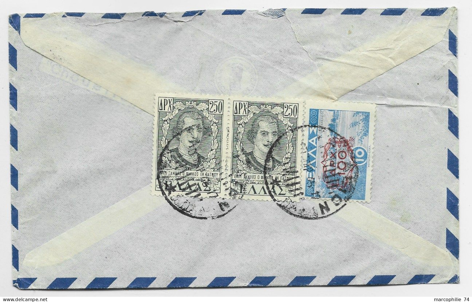 GRECE APX 2.50X4 + VERSO LETTRE COVER AVION IRAKLION 1948 TO BELGIQUE - Briefe U. Dokumente