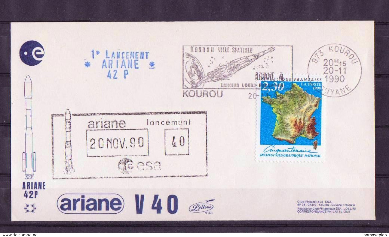 Espace 1990 11 21 - ESA - Ariane V40 - Officielle - Kourou - Europe