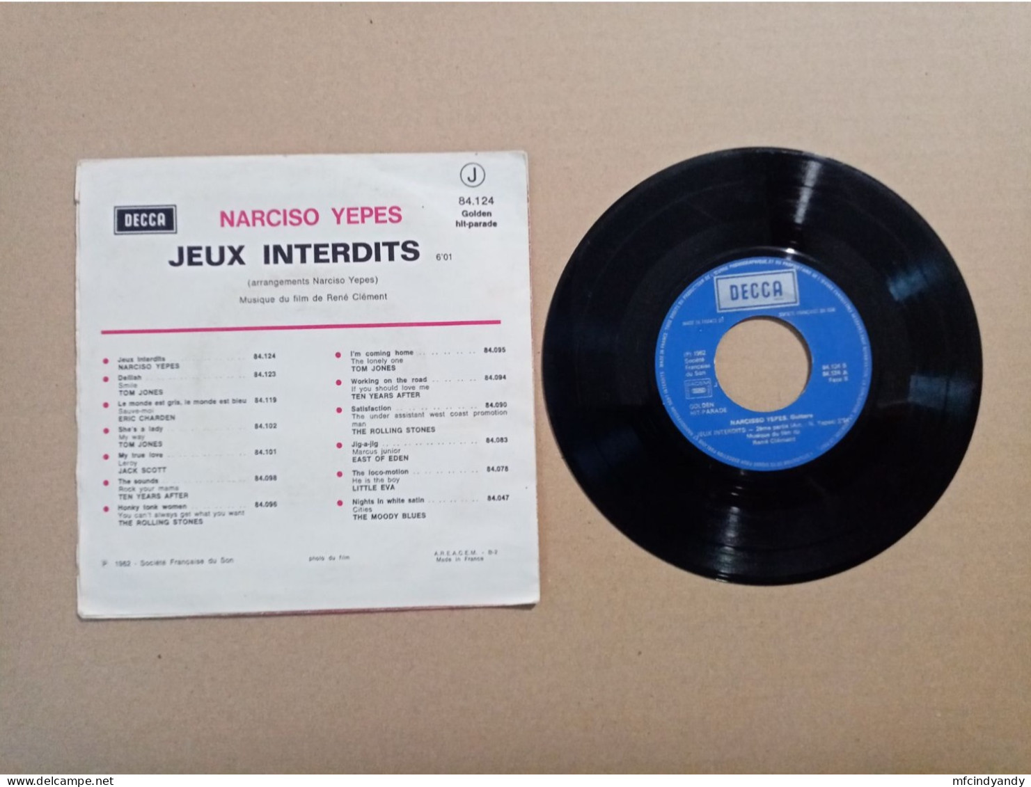 Vinyle 45T  Jeux Interdits  (pochette Et Vinyle Avec Différence) - Filmmuziek